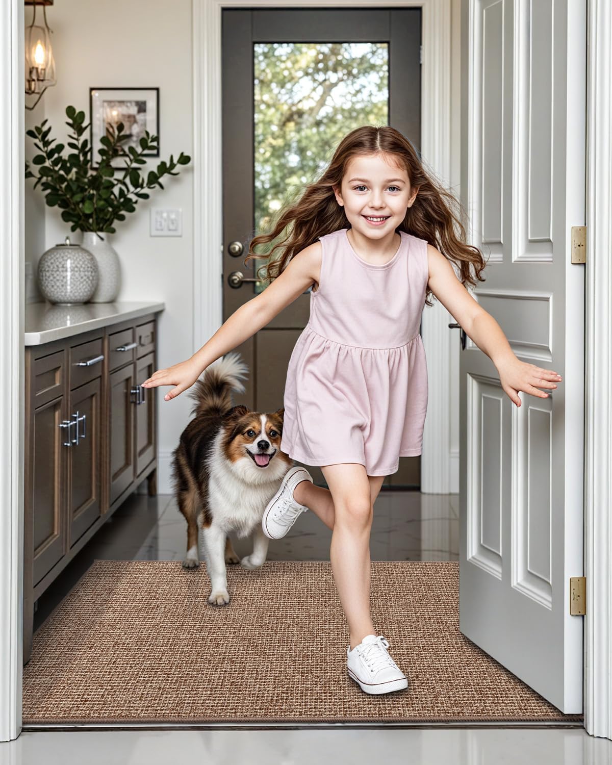 LUMI Indoor Door Mat 32"x47", Ultra Thin Low Profile Non-Slip Doormat for Home Entrance, Absorbent