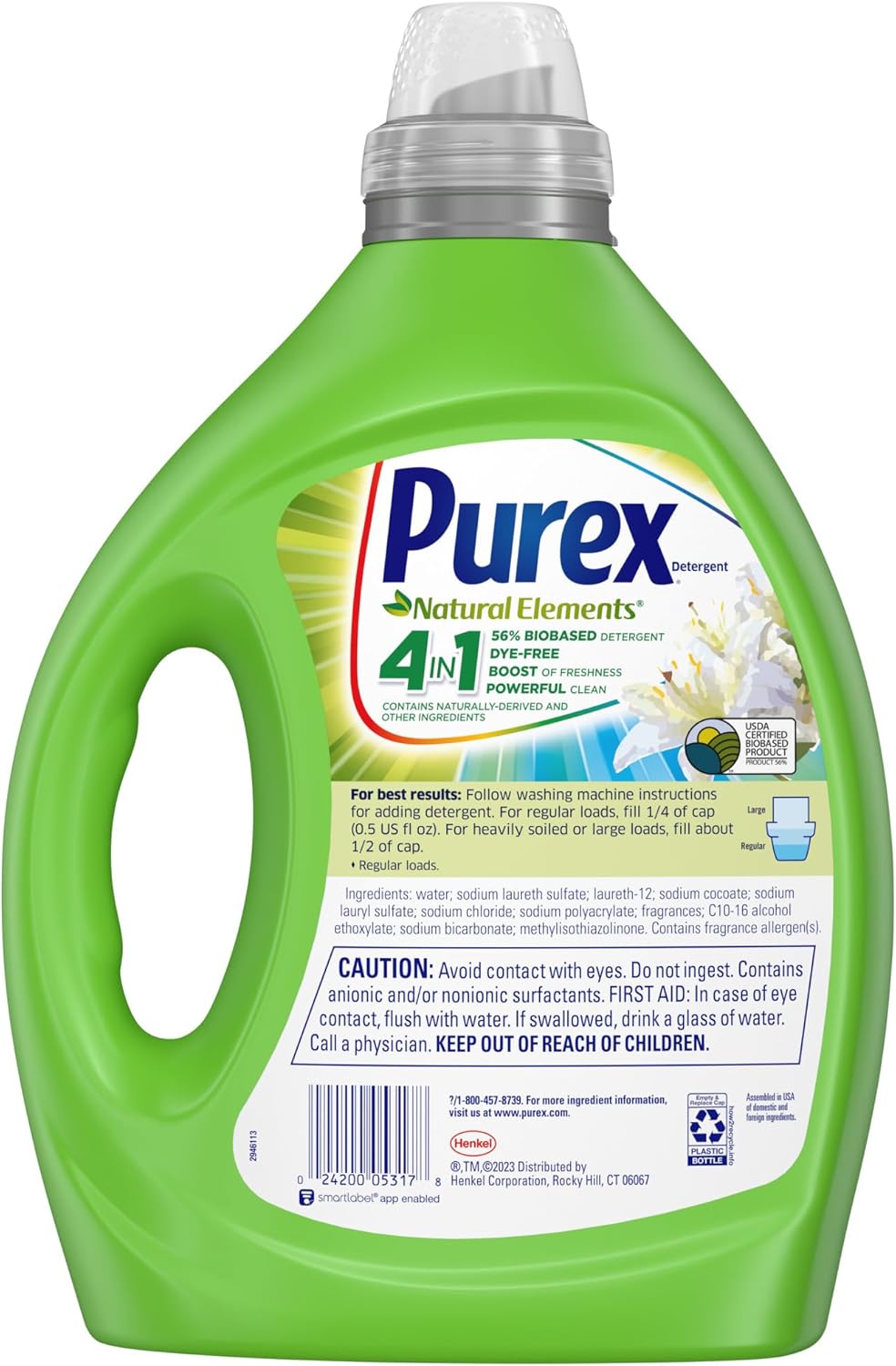 Purex Liquid Laundry Detergent, Ultra Concentrated, Natural Elements Linen & Lilies, 82.5 Ounce