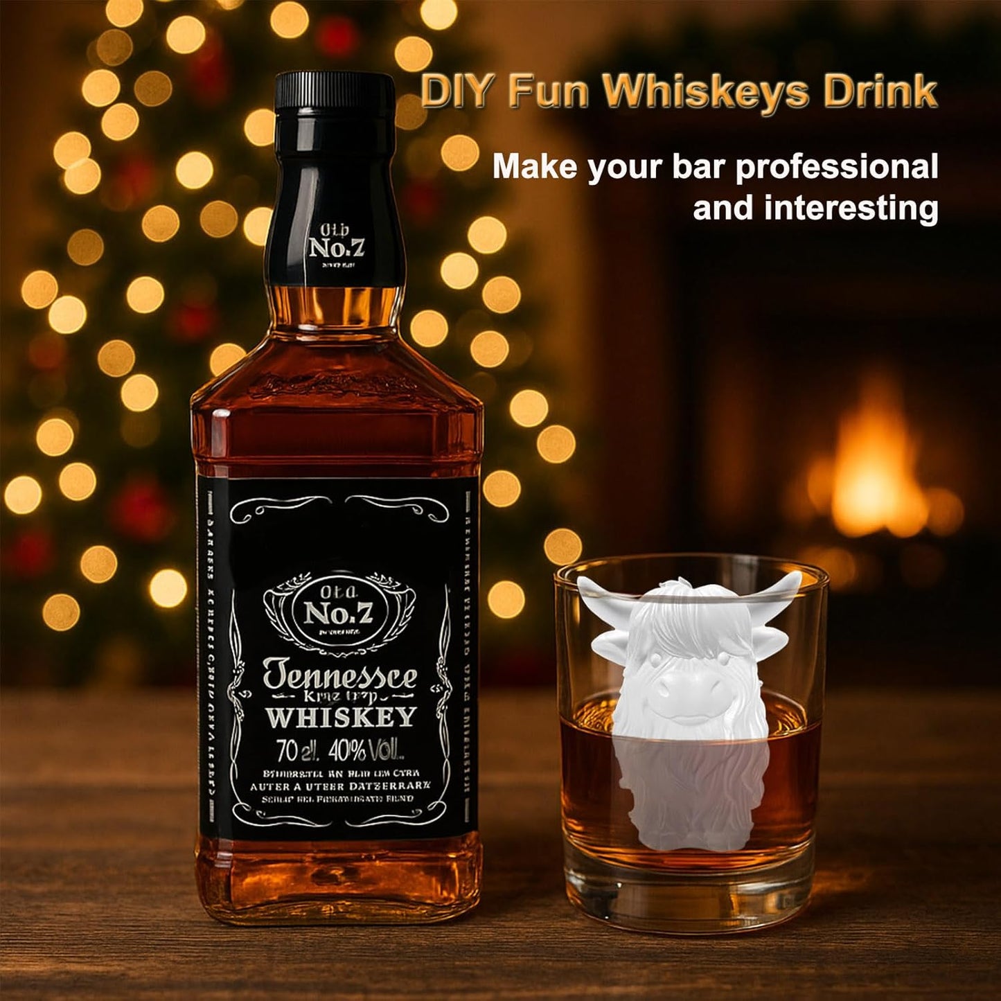 3D Highland Cow Ice Cube Silicone Molds Tray for Whiskey, Cocktail, Drink Decor, Bar; Rich Details.