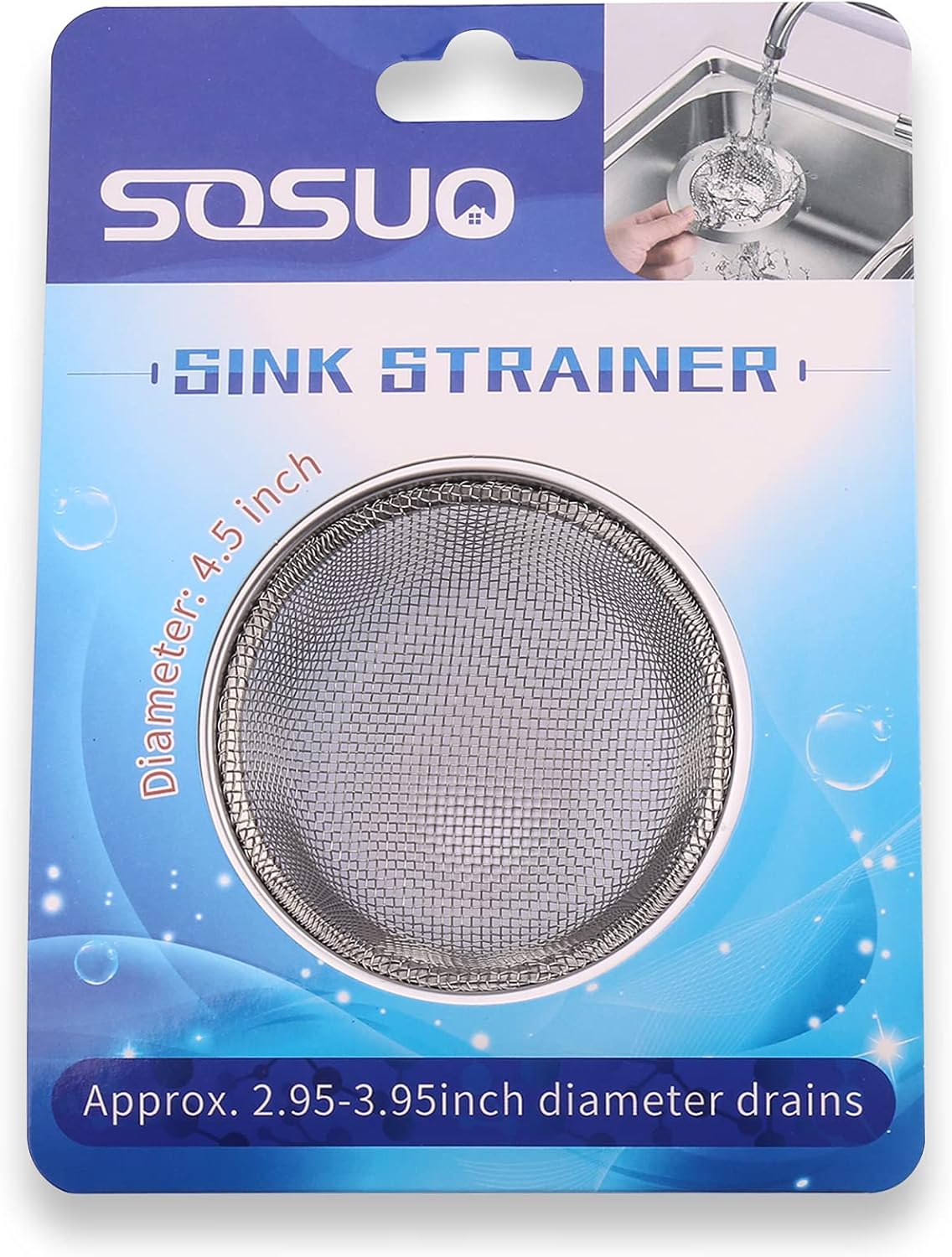 2Pcs Kitchen Sink Strainer, Stainless Steel Mesh Sink Drain Cover, Large Wide Rim 4.5" Diameter