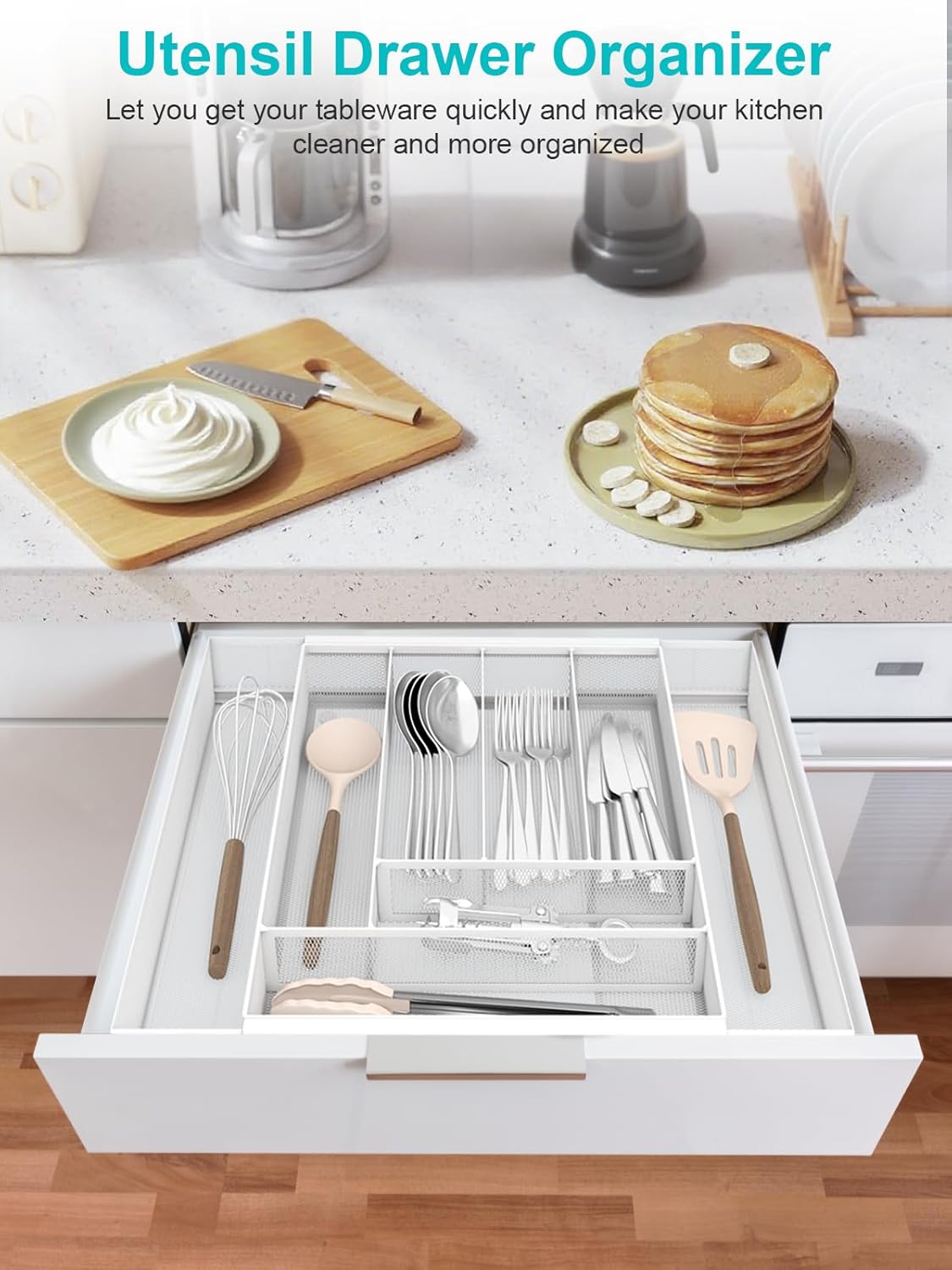 Silverware Organizer Metal Mesh, Large Drawer Organizer, Utensil Cutlery Tray for kitchen drawers