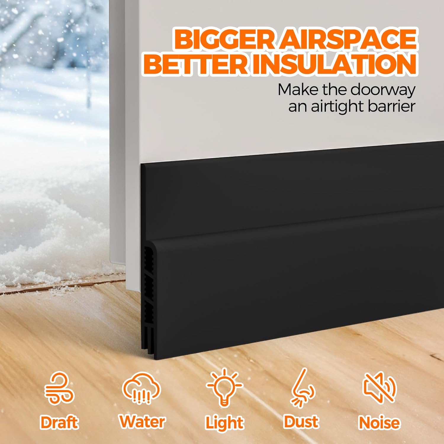 Holikme Door Draft Stopper Under Door Draft Blocker Insulator Doors Sweep Weather Stripping Noise