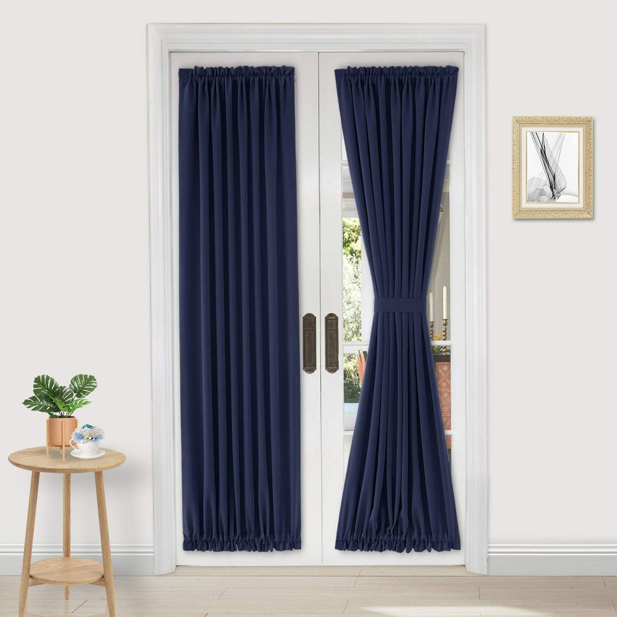 DWCN French Door Curtains – Rod Pocket Thermal Blackout Curtain for Doors with Glass Window