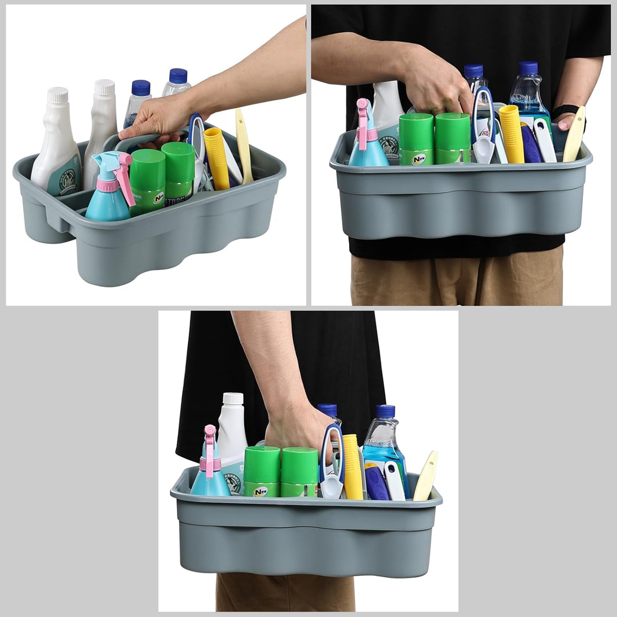 All-Purpose Cleaning Caddy, Cleaning Tool Organizer with Handle Portable Shower Caddy Basket, Grey