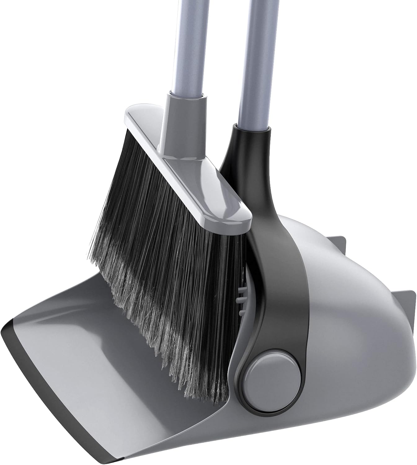 MR.SIGA Broom and Dustpan Set with Adjustable Long Handle, Upright Combo for Floor, Cleaning Lobby