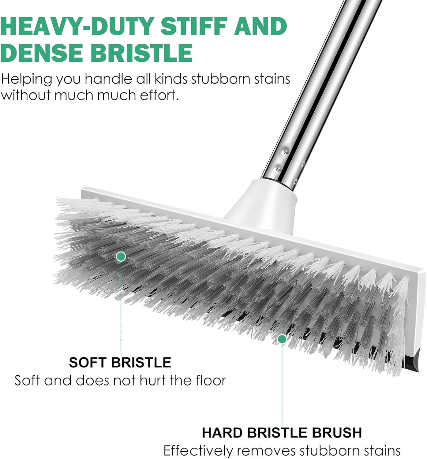 SetSail Floor Scrub Brush with 51-Inch Long Adjustable Handle 2 in 1 Scrape Brush Stiff Bristle