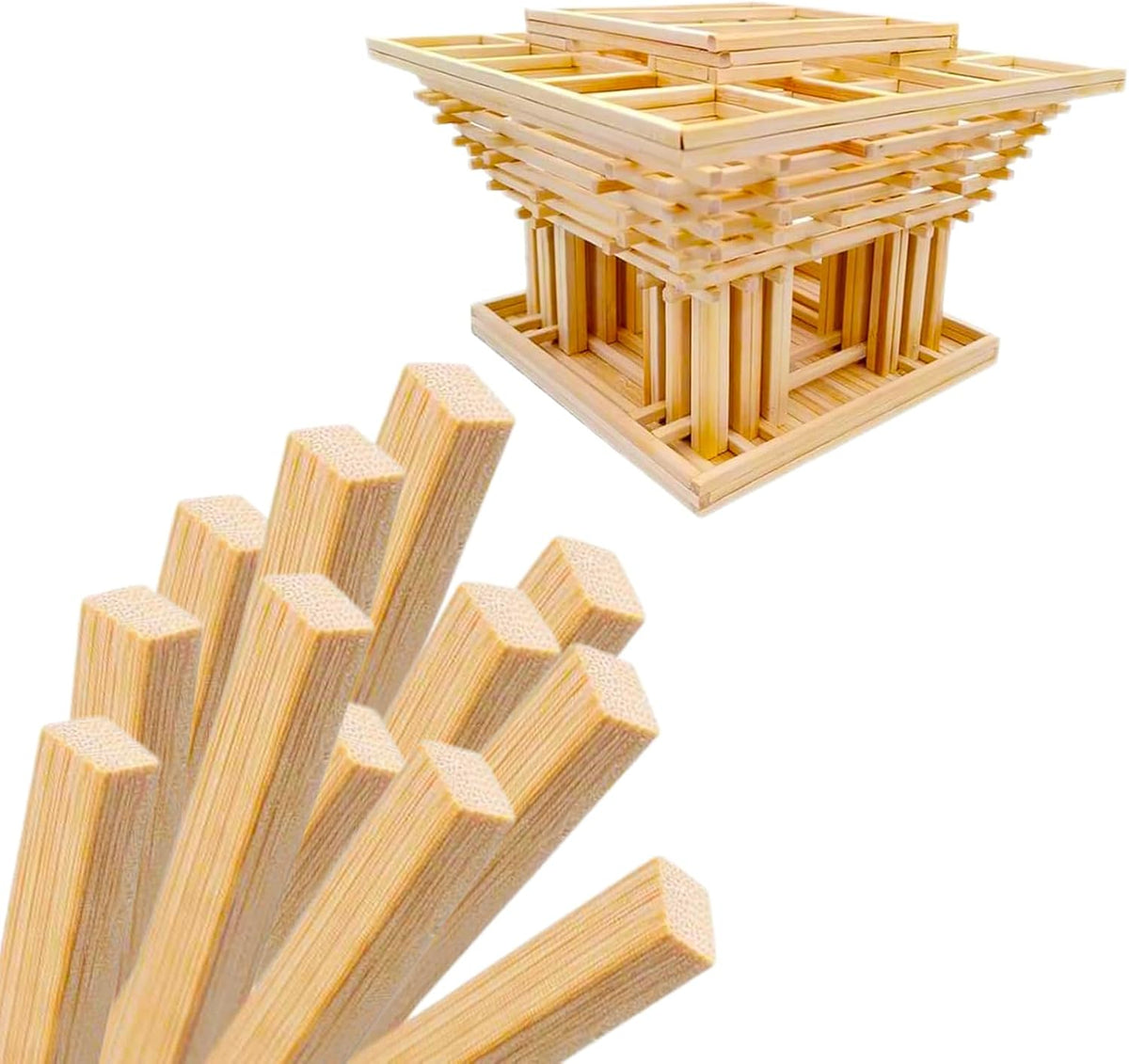 1/4 x 12 Inch 50 PCS Square Dowel Rods Wood Sticks Wooden Dowel Rods Unfinished Bamboo Sticks - for