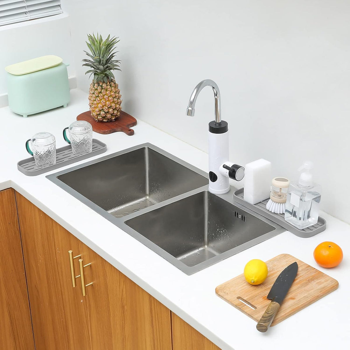 Silicone Kitchen Sink Organizer Tray for Multiple Usage,Eco-Friendly Sponges Holder for Kitchen