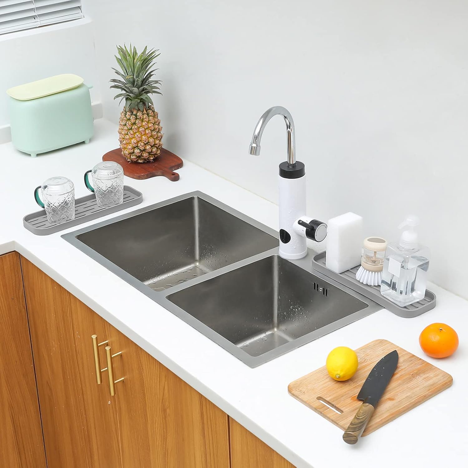 Silicone Kitchen Sink Organizer Tray for Multiple Usage,Eco-Friendly Sponges Holder for Kitchen
