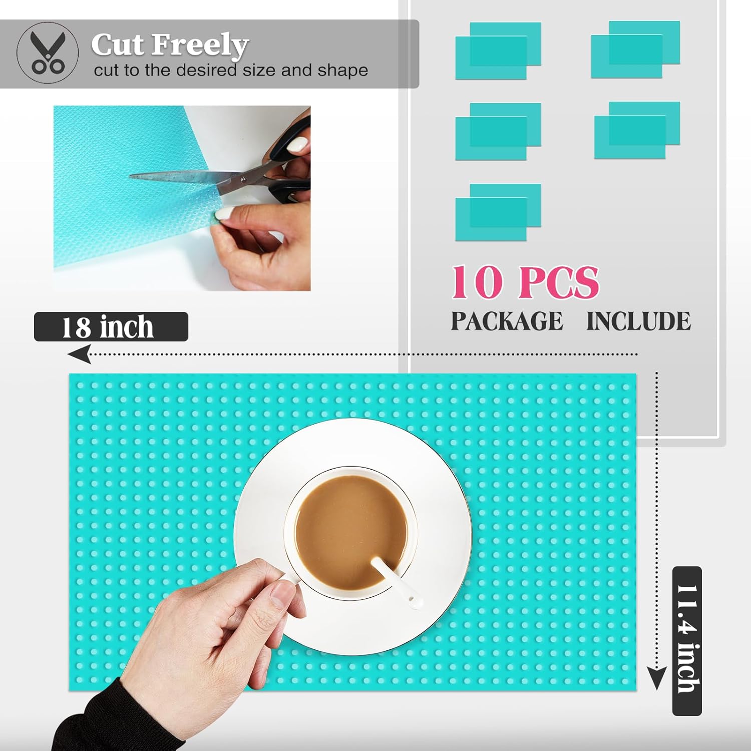 10Pcs Refrigerator Liners, Washable Fridge Liner Shelf Mats Refrigerator Pads for Cupboard Cabinet