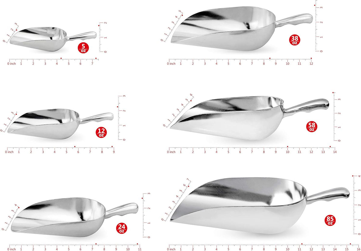 New Star Foodservice 34509 One-Piece Cast Aluminum Round Bottom Bar Ice Flour Utility Scoop