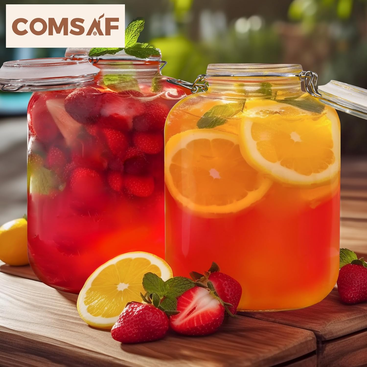 ComSaf Rice Container 152oz, Flour Sugar Storage Containers, Glass Jars with Airtight Lid, 1.17