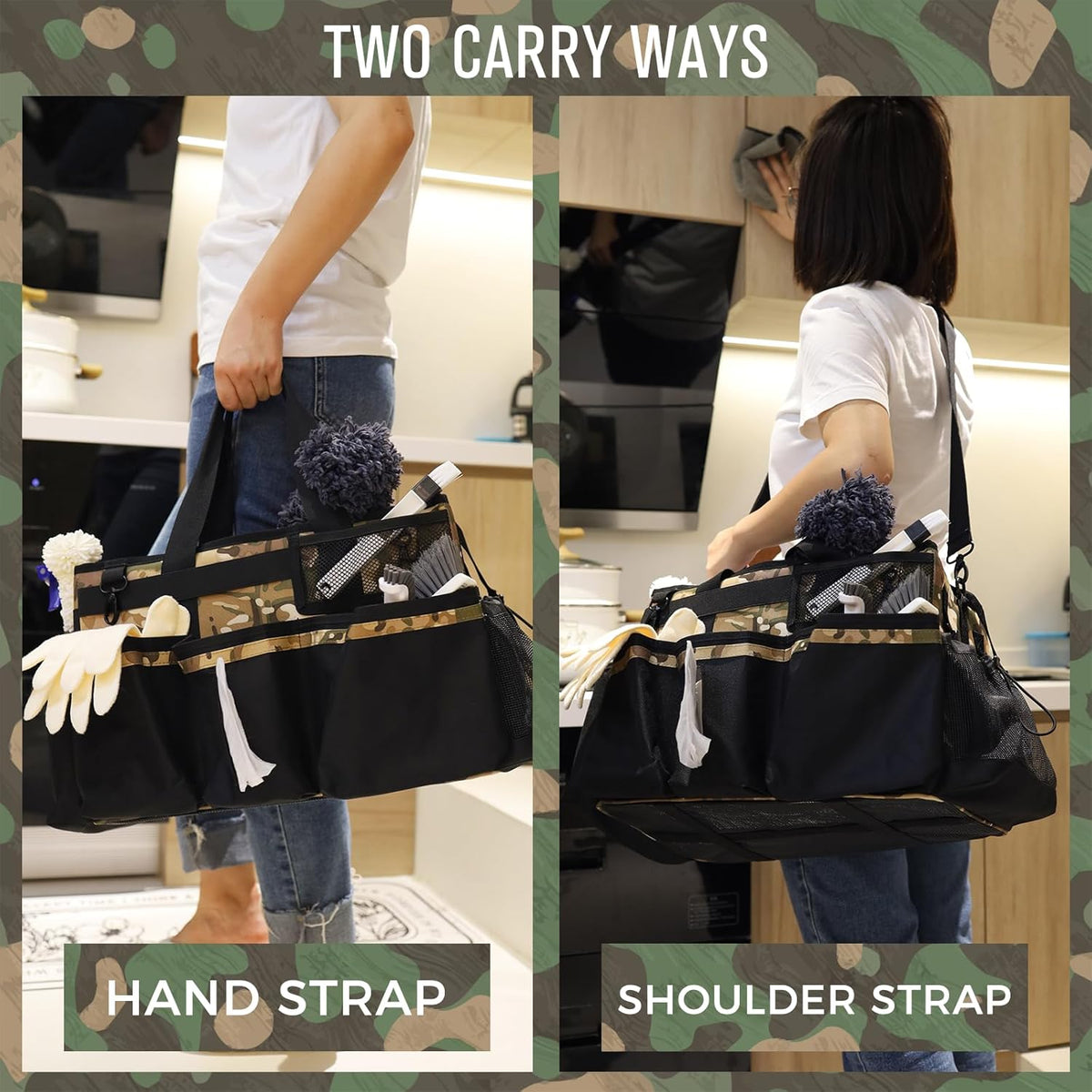 Wearable Cleaning Caddy Organizer with Handle & Shoulder Straps for Housekeepers, Under Sink & Car