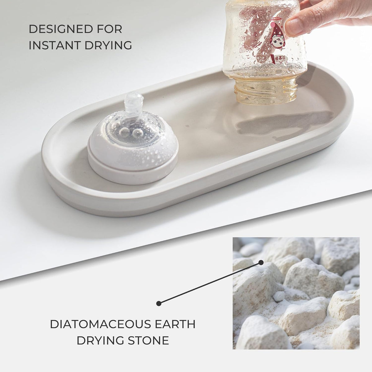 Selegna Diatomaceous Earth Stone Sink Tray - Quick Drying, Reversible Tray for Kitchen & Bathroom