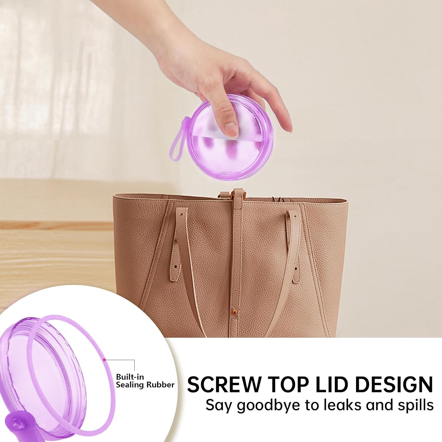 Leakproof Denture Case Purple Denture Soaking Cup False Teeth Container, Dental Denture Bath Holder