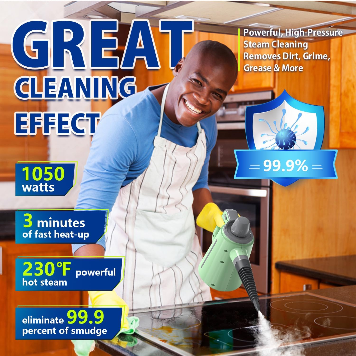 VeRosky Handheld Steam Cleaner, Pressurized Multi-Surface Steam Cleaner for Home Use with 10pcs