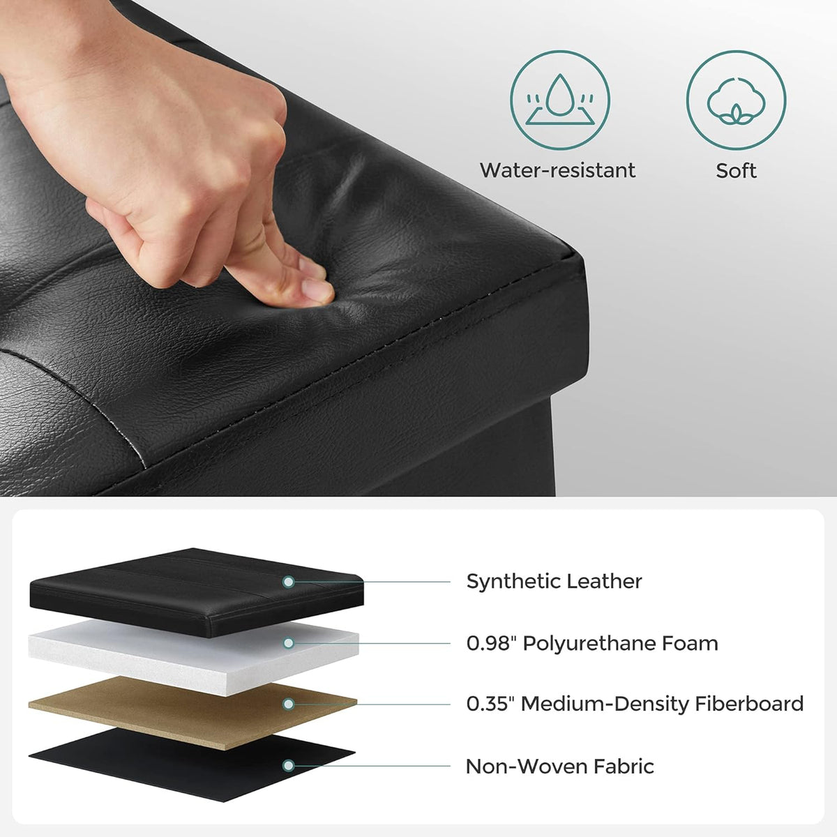 SONGMICS MAZIE Collection - 43 Inches Storage Ottoman Bench with Flipping Lid, Storage Chest with