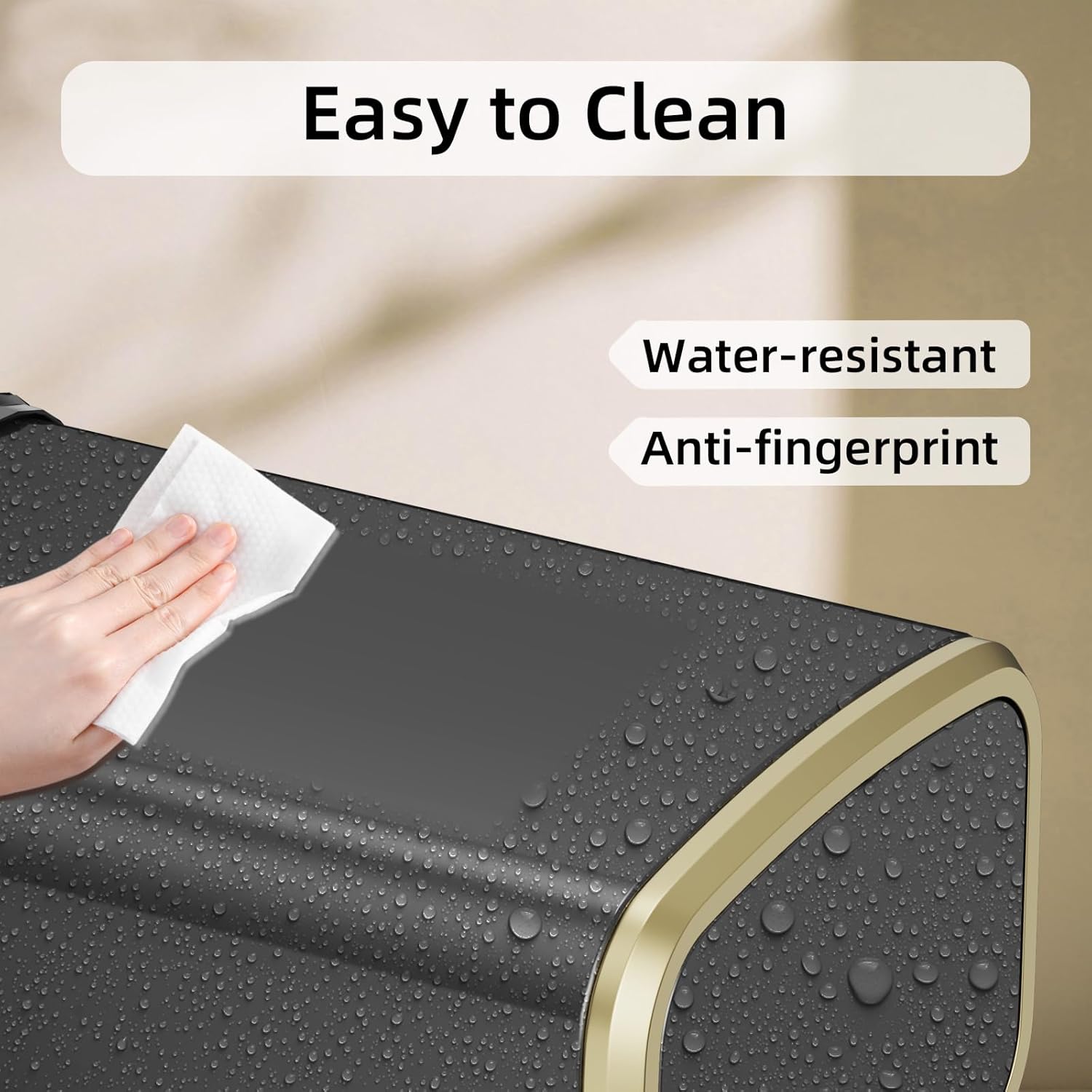 8L/2.1 Gal Small Bathroom Trash Can with Lid, Swing-Top Rectangular Waste Bin, Stainless Steel