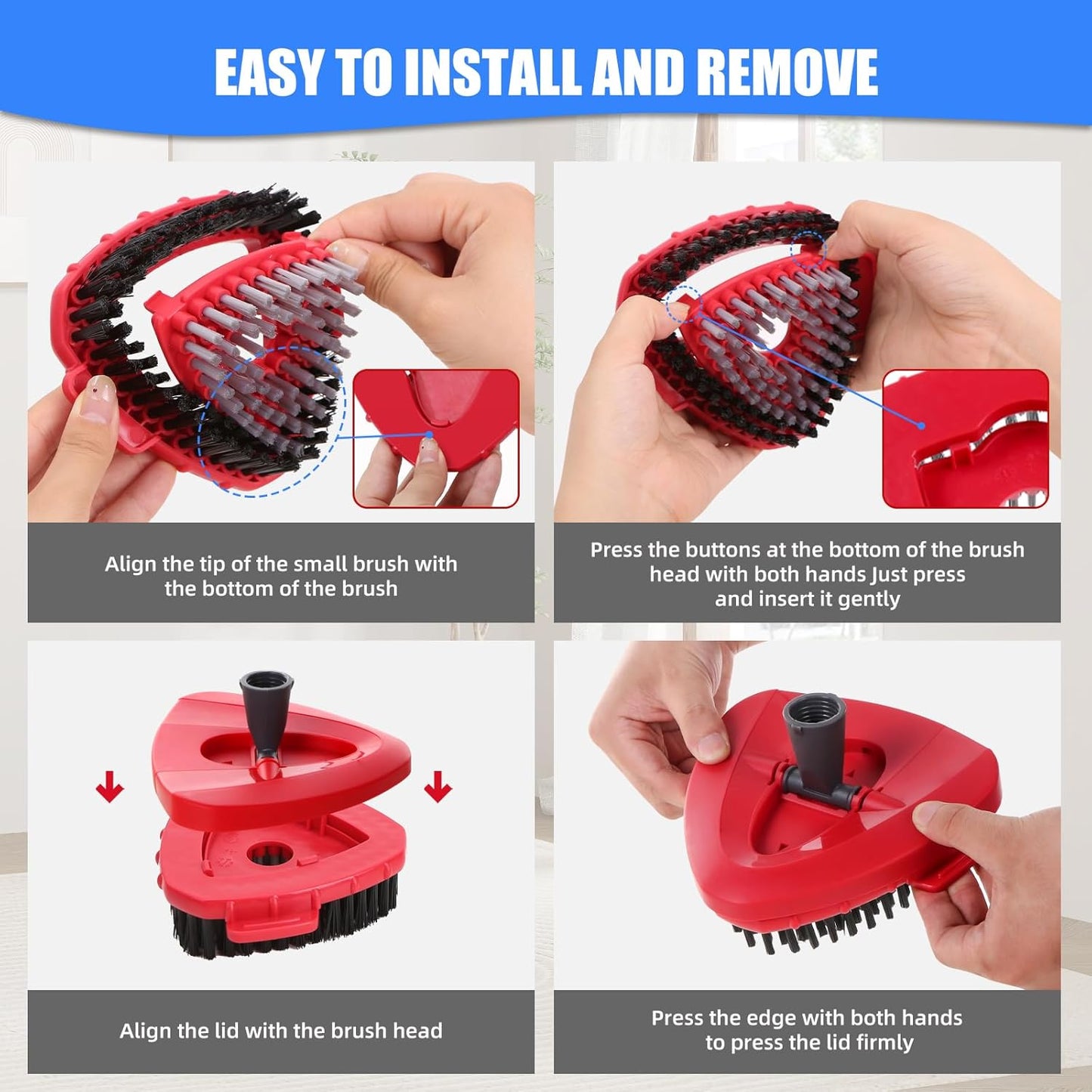 2 Pcs Full-Coverage Spin Mop Scrub Brush Heads and 1 Mop Base Part Replacement with Oceda
