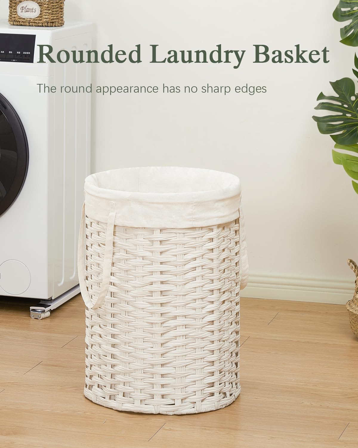 Laundry Hamper Laundry Basket Round 19.0 Gal (72 L) Handwoven Rattan Laundry Basket, Large Wicker