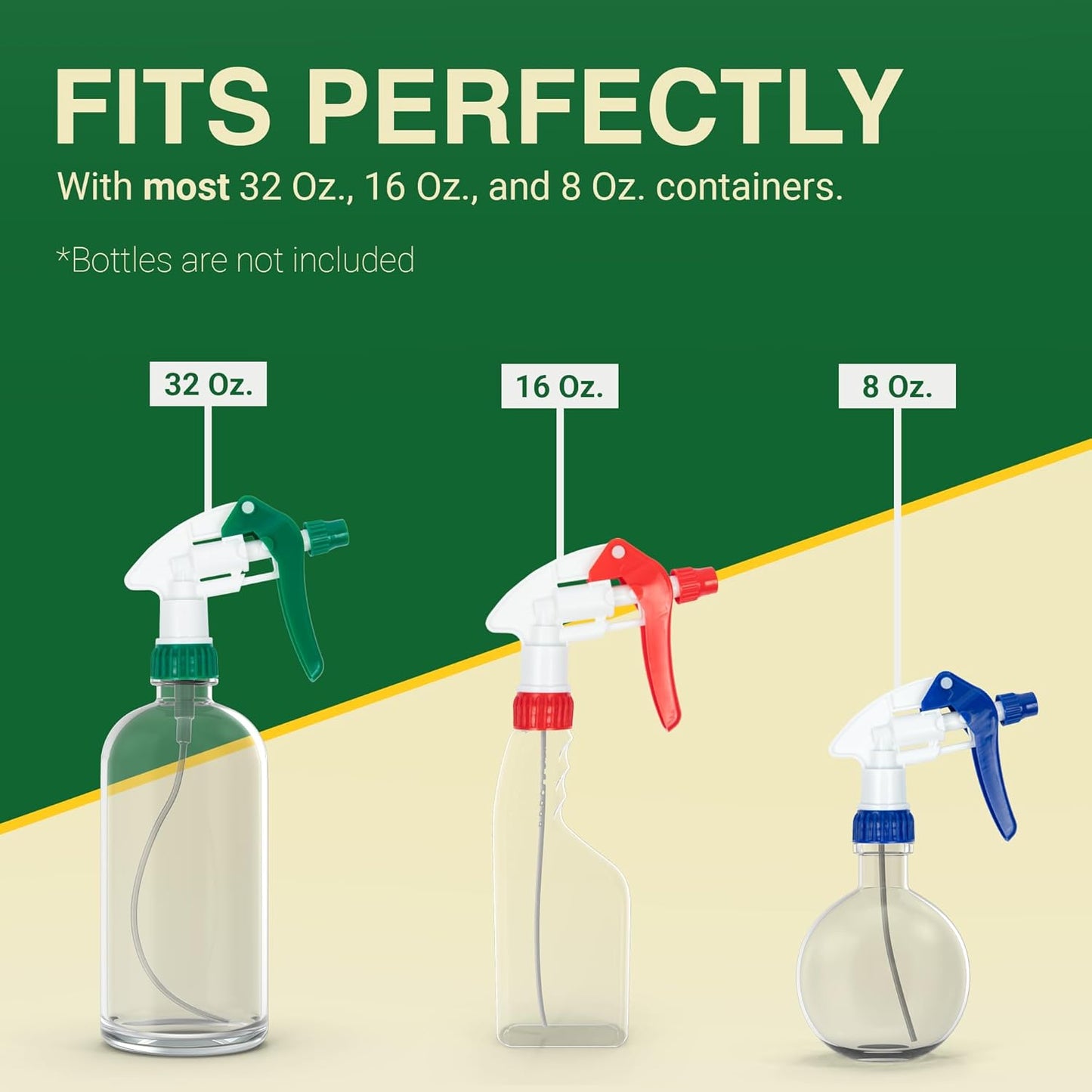 Heluva Green Spray Bottle Nozzle Replacement, Bottle Tops Only - Sprayer Nozzle Triggers for Heavy