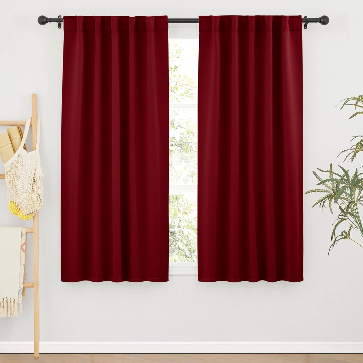 RYB HOME Living Room Curtains 63 inch Length, Blackout Energy Efficient Window Covering Heavy Duty