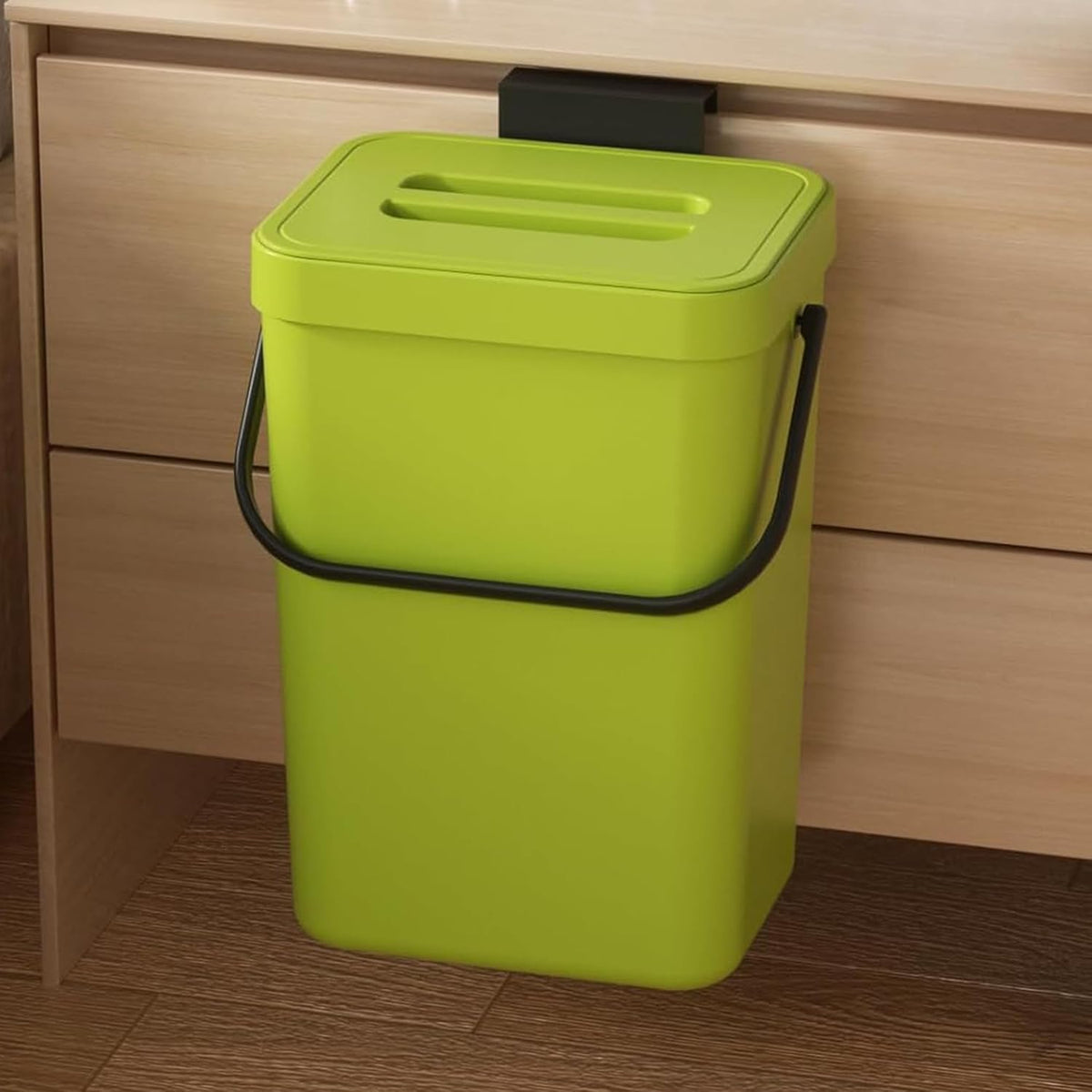 Kitchen Compost Bin - 3.2 Gallons Hanging Trash Can with Lid for Kitchen Bathroom, Under Sink Trash