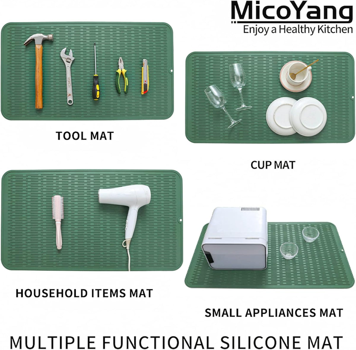 Silicone Dish Drying Mat for Multiple Usage,Easy clean,Eco-friendly,Heat-resistant Silicone Mat for