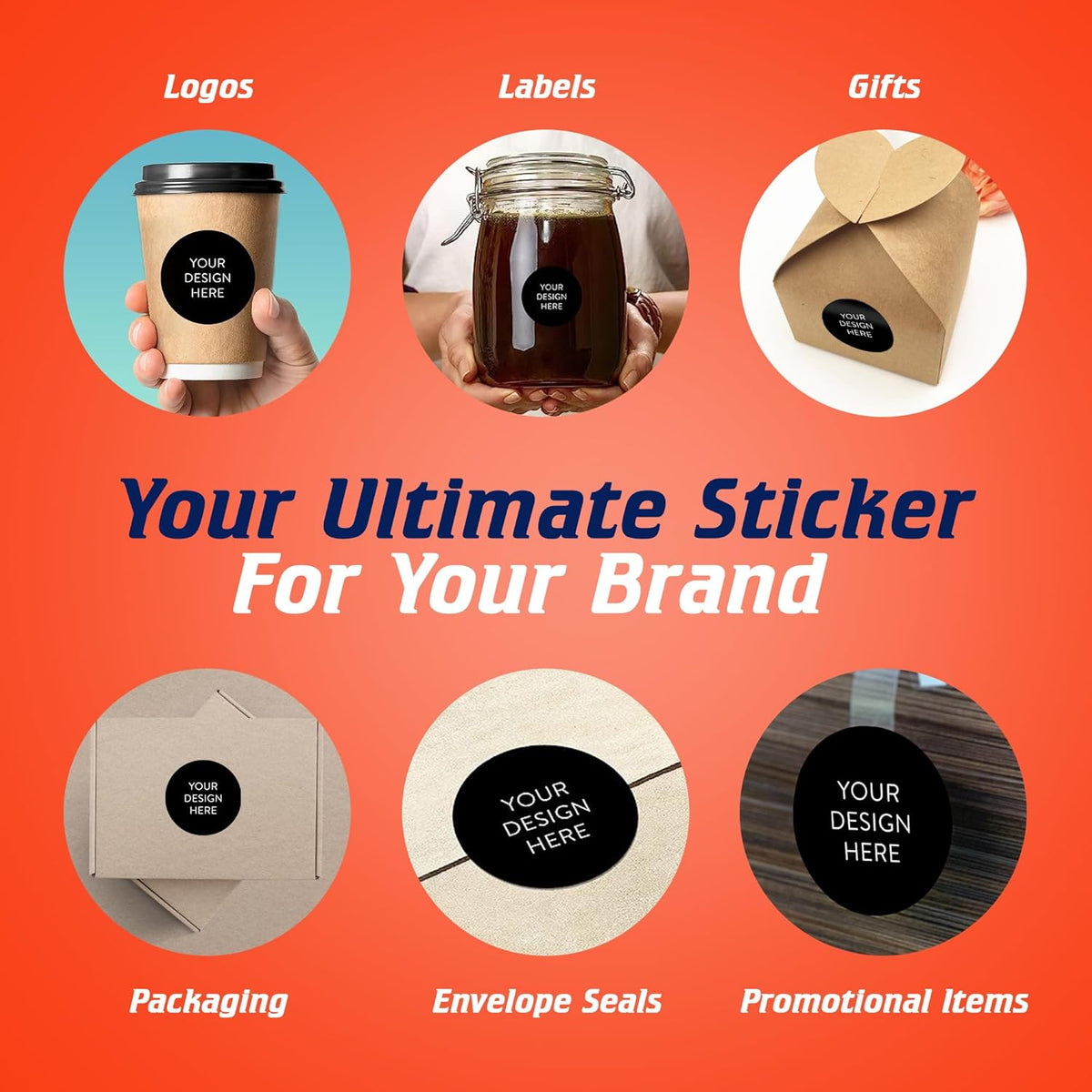 100 Custom Vinyl Stickers - Upload Your own Image, Text, Design, Logo - Personalized Logo Labels