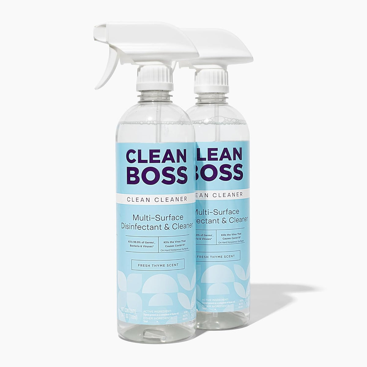 CleanBoss Botanical Disinfectant - 24 oz (Pack of 2) - Multi-Surface Cleaner - Kills 99.9% of Germs