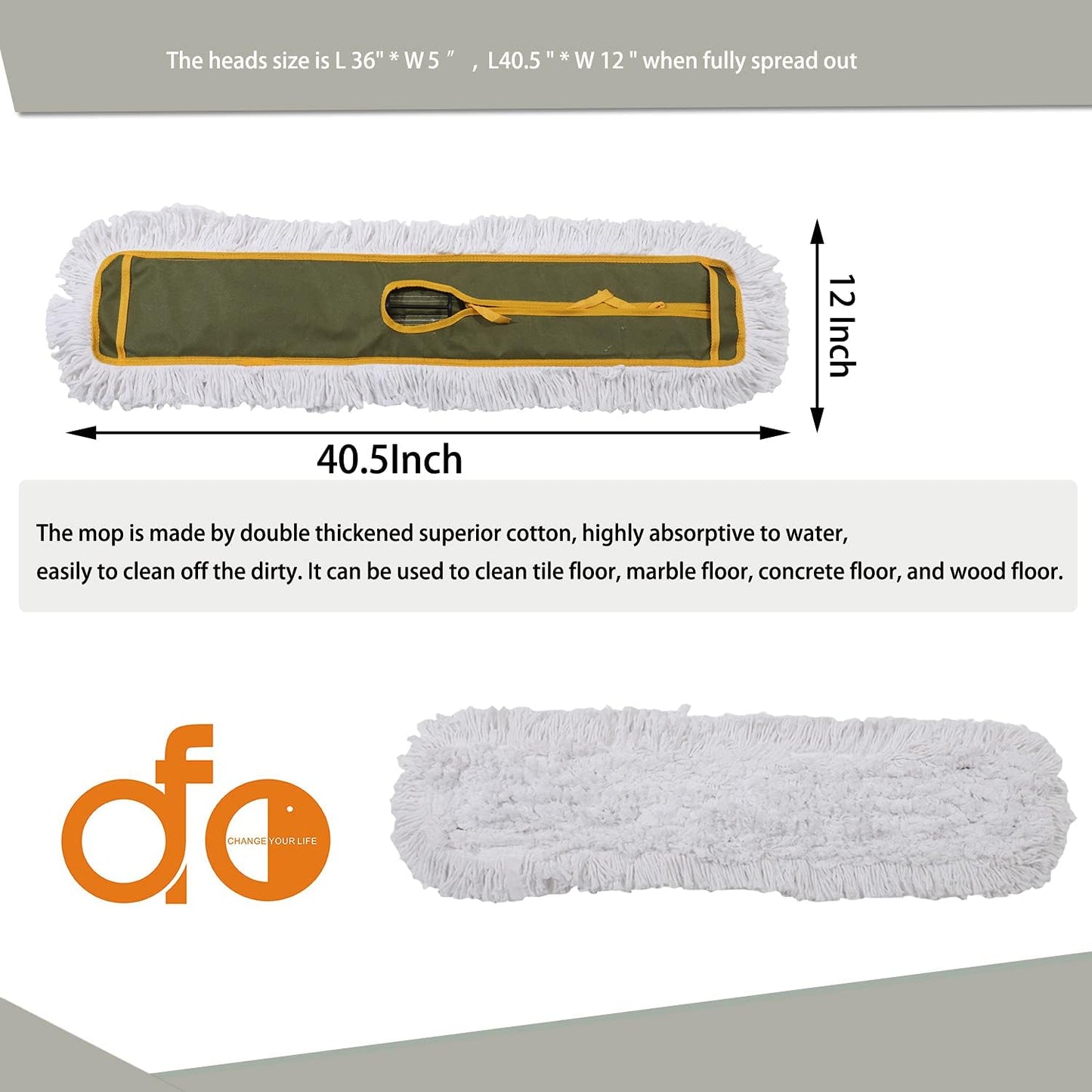 OFO 36inch Industrial Commercial Dust Mop 2 Sets //Heavy Duty Dust Mop // 63inch Length Stainless