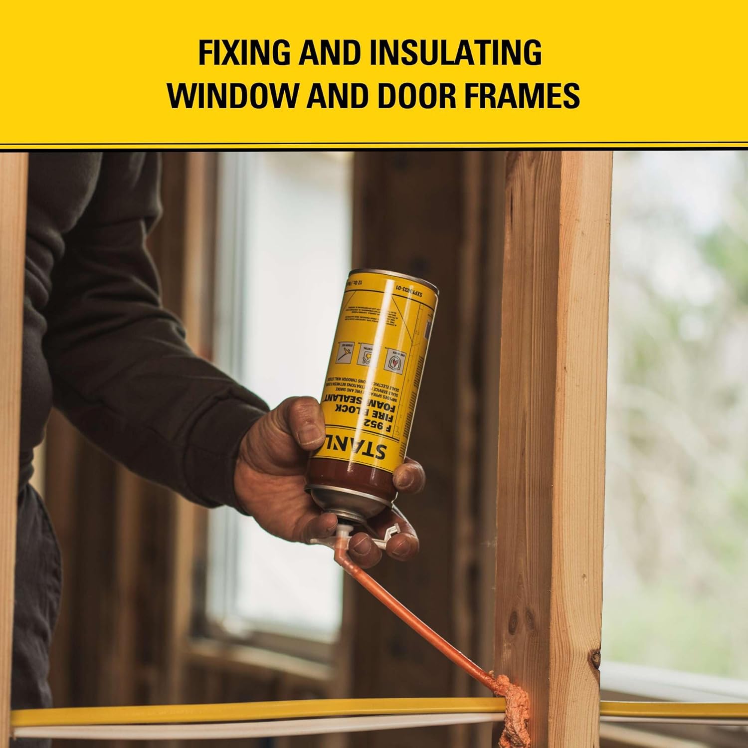 Stanley F952 Fire Block Spray Foam – (2x12oz) Fire Rated Expanding Polyurethane Foam Sealant for