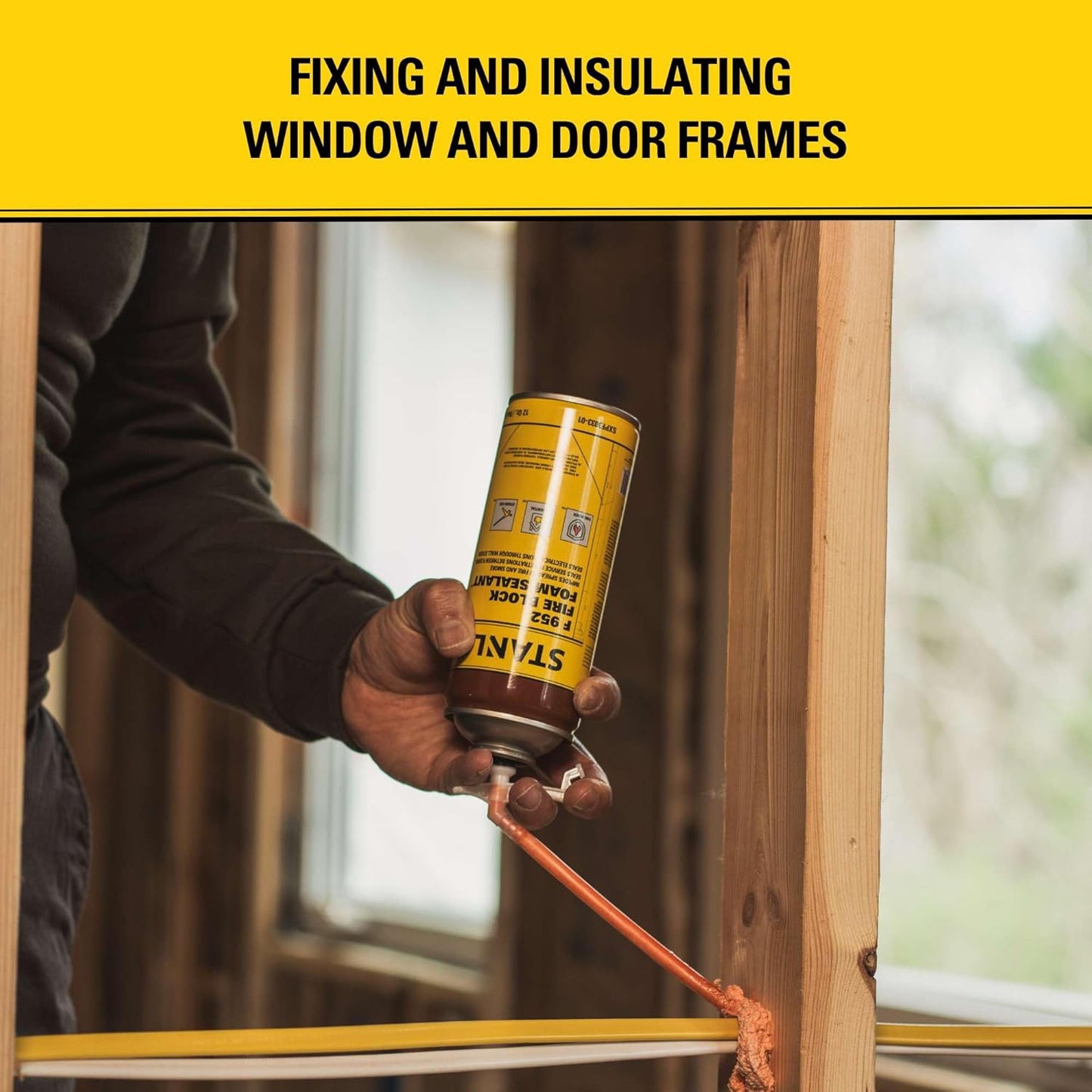 Stanley F952 Fire Block Spray Foam – (1x12oz) Fire Rated Expanding Polyurethane Foam Sealant for