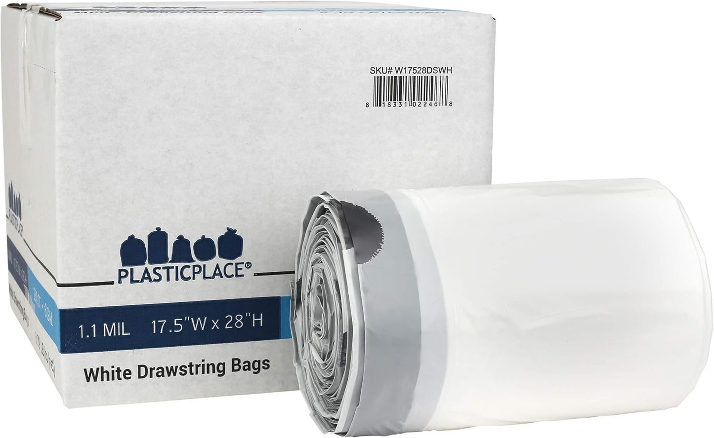 Plasticplace Custom Fit Trash Bags, Compatible with simplehuman Code G (200 Count) White Drawstring