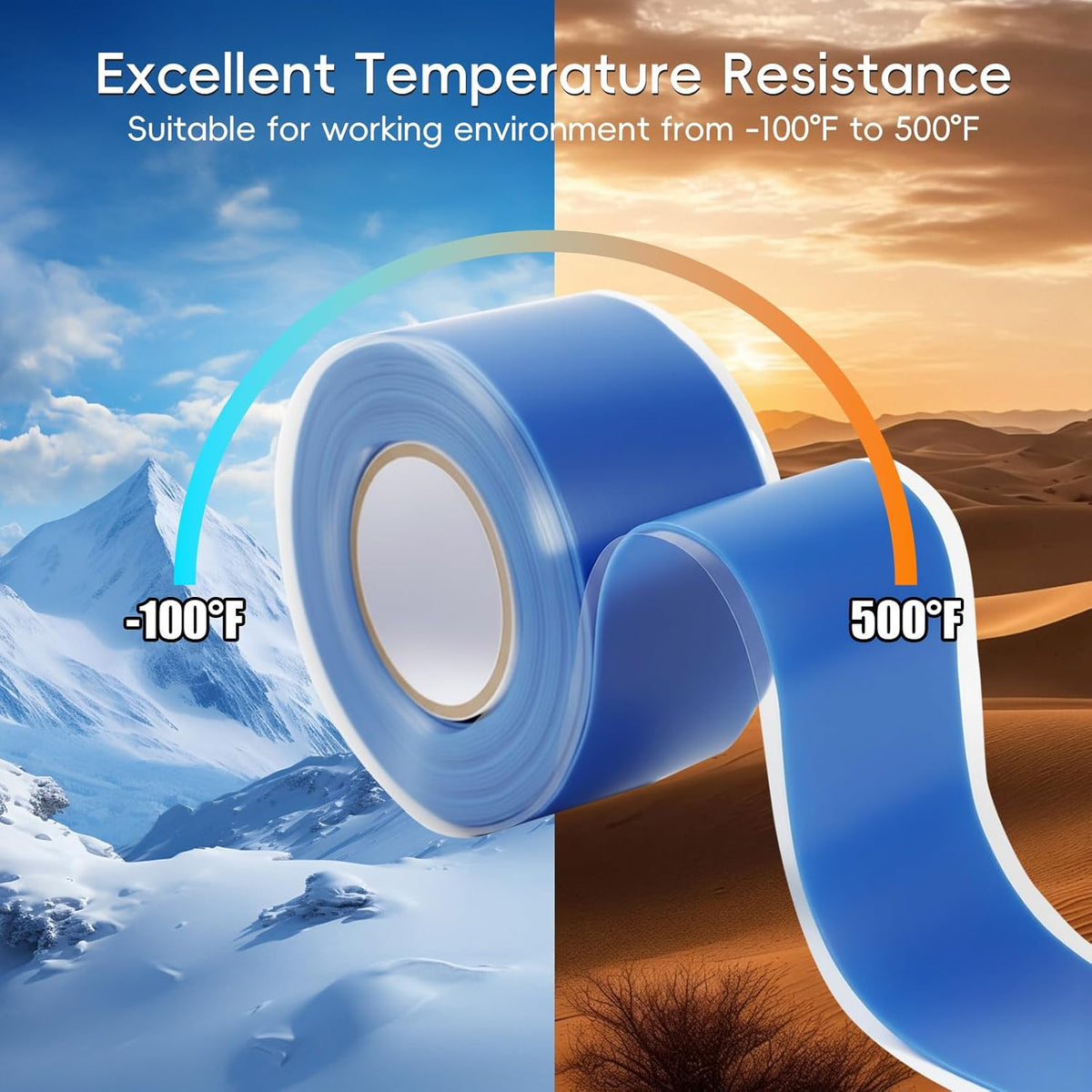 Self Fusing Silicone Tape 2 Rolls 1 in x 10' Blue Waterproof Rescue Tape Rubber Leak Silicone