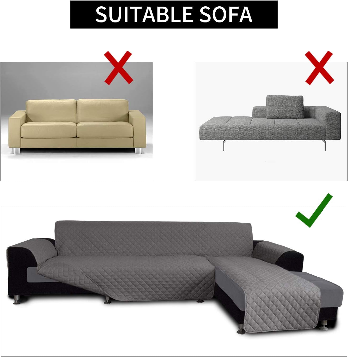 Easy-Going L Shape Sofa Slipcover - Sectional Couch Cover with Chaise Lounge & Reversible Sofa