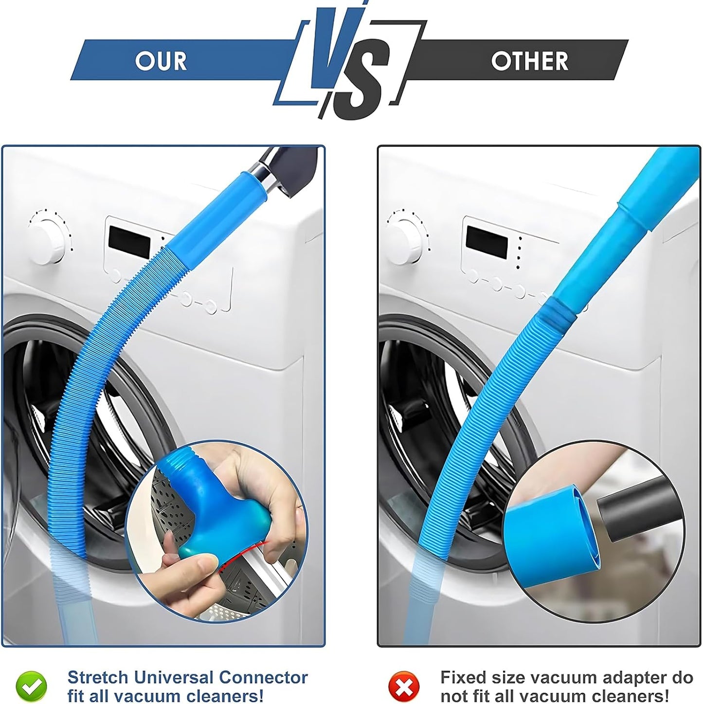 Upgraded Dryer Vent Cleaner Kit: Universal Vacuum Hose Attachment for Lint Removal |Fits All