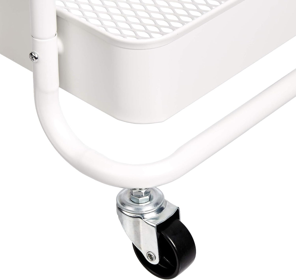 Amazon Basics 2-Tier Metal Kitchen/Utility Cart with Shelf, White