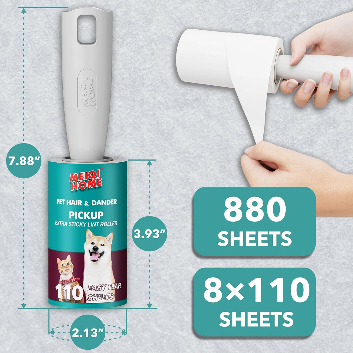 Lint Rollers for Pet Hair Extra Sticky, 880 Sheets Mega Value Set Lint Roller with 4 Upgraded
