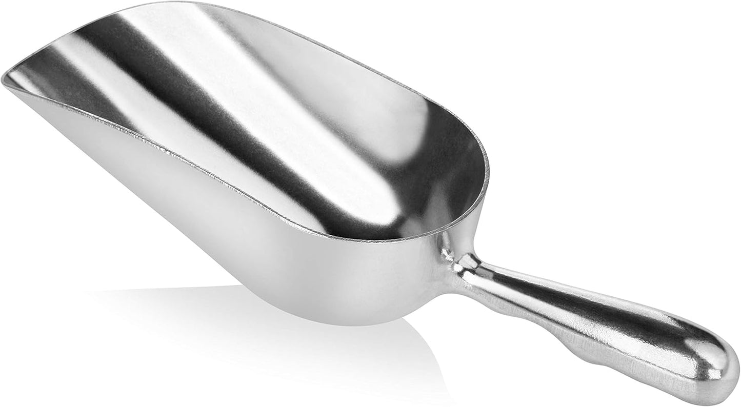 New Star Foodservice 34509 One-Piece Cast Aluminum Round Bottom Bar Ice Flour Utility Scoop