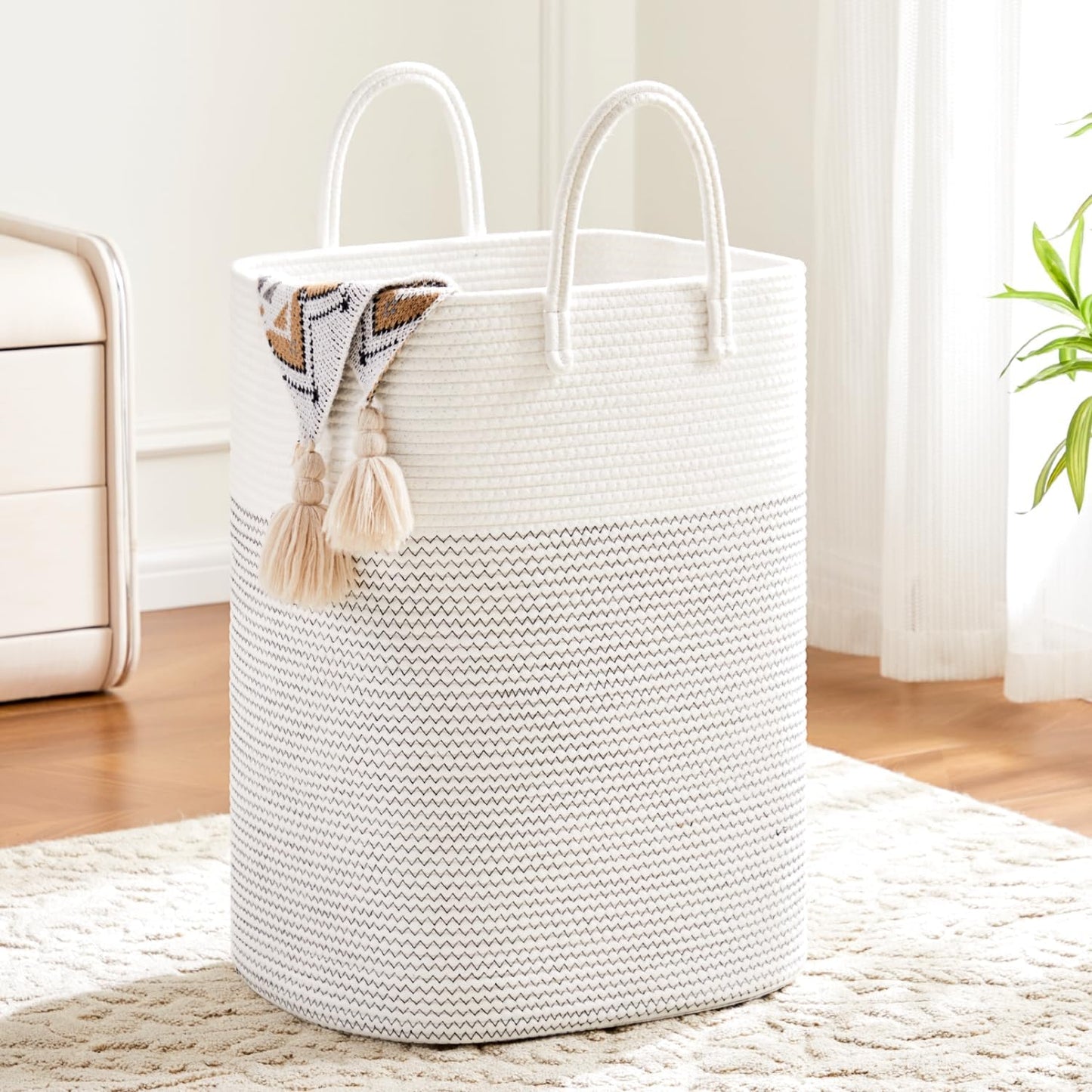 Laundry Basket,Woven Cotton Rope Laundry Hamper,Versatile Storage for Dirty Clothes,Baby Toys,and