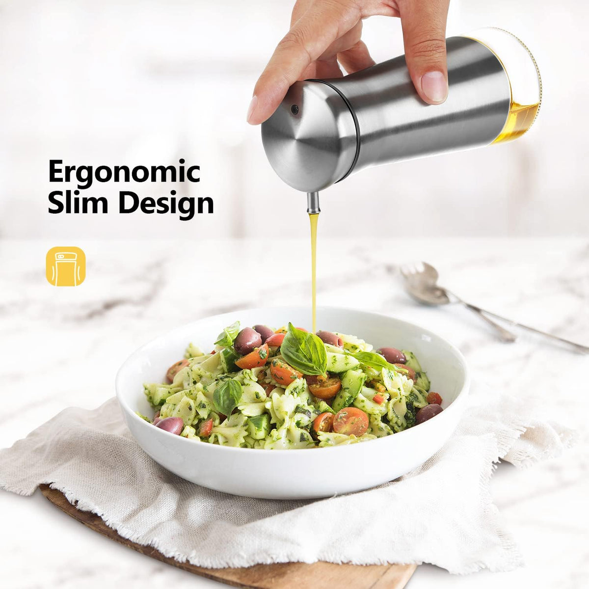 Aelga Olive Oil And Vinegar Dispenser Set -2 Pack Elegant Stainless Steel Oil Dispenser Set