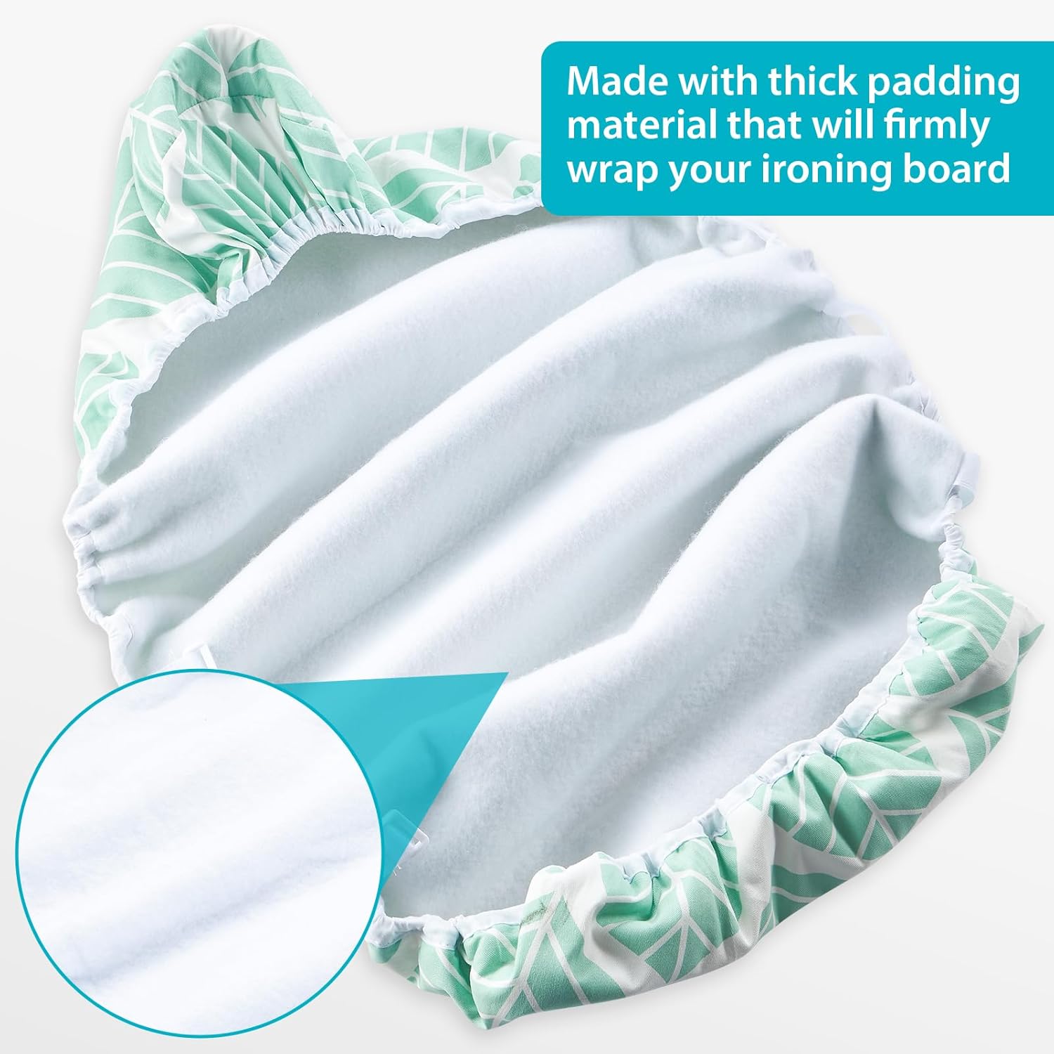Wide Ironing Board Cover and Pad 18 x 49 inch Heat Reflective with Hook and Loop Fasteners, Thick