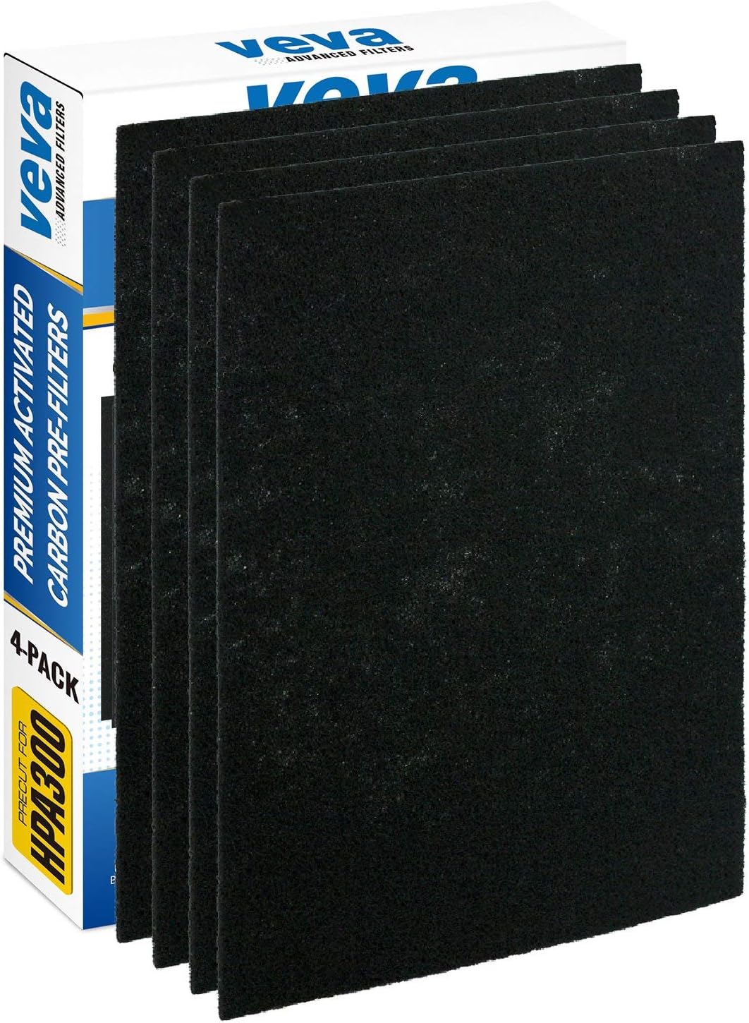 VEVA Precut for HPA300 Premium Carbon Activated Pre Filters 4 Pack Compatible with HW Air Purifier.