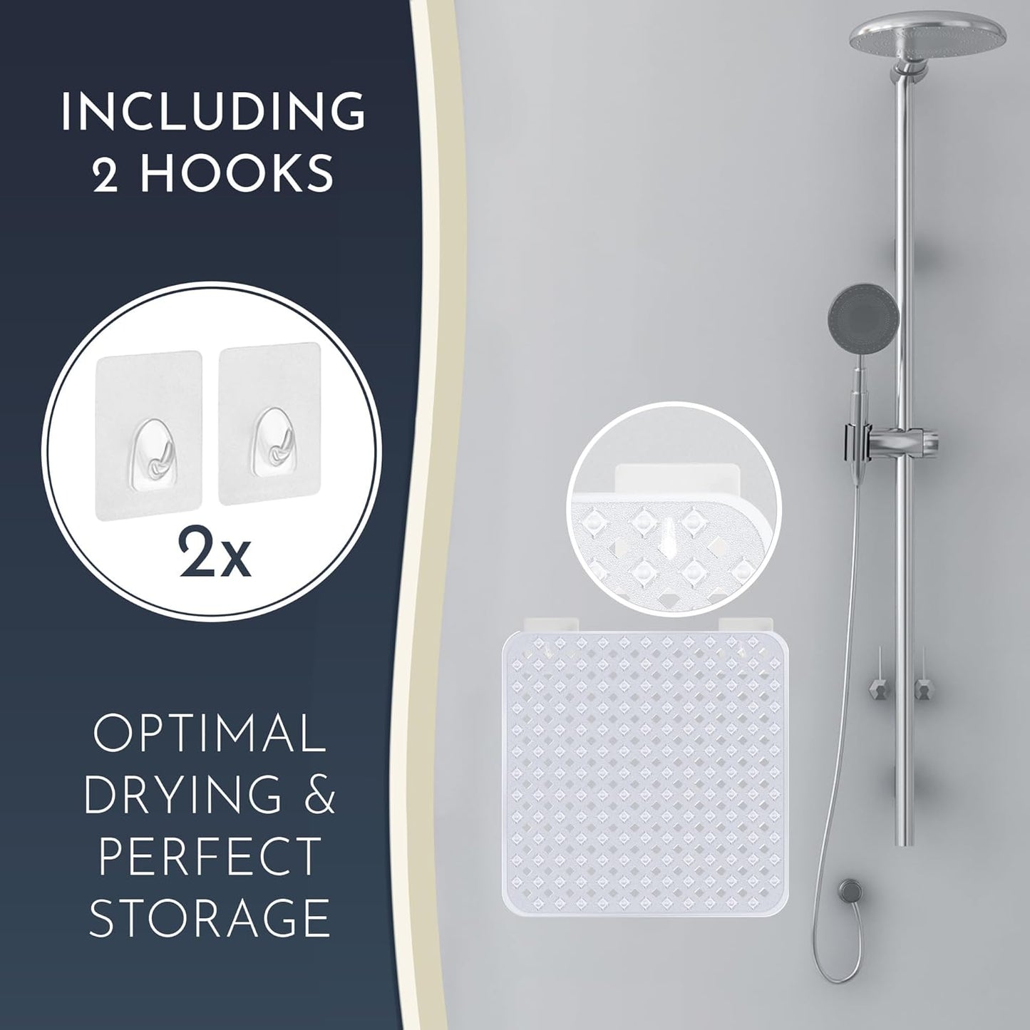 Homerella Anti Slip Shower Mat | Anti Mold Non Slip Bathtub Mat for Inside Shower | Square Floor