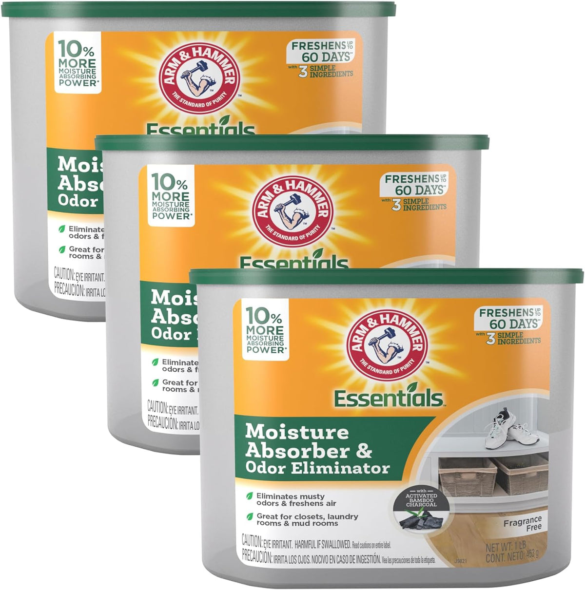 Arm & Hammer Essentials Disposable Moisture Absorber and Odor Eliminator Tub, Fragrance Free, 1