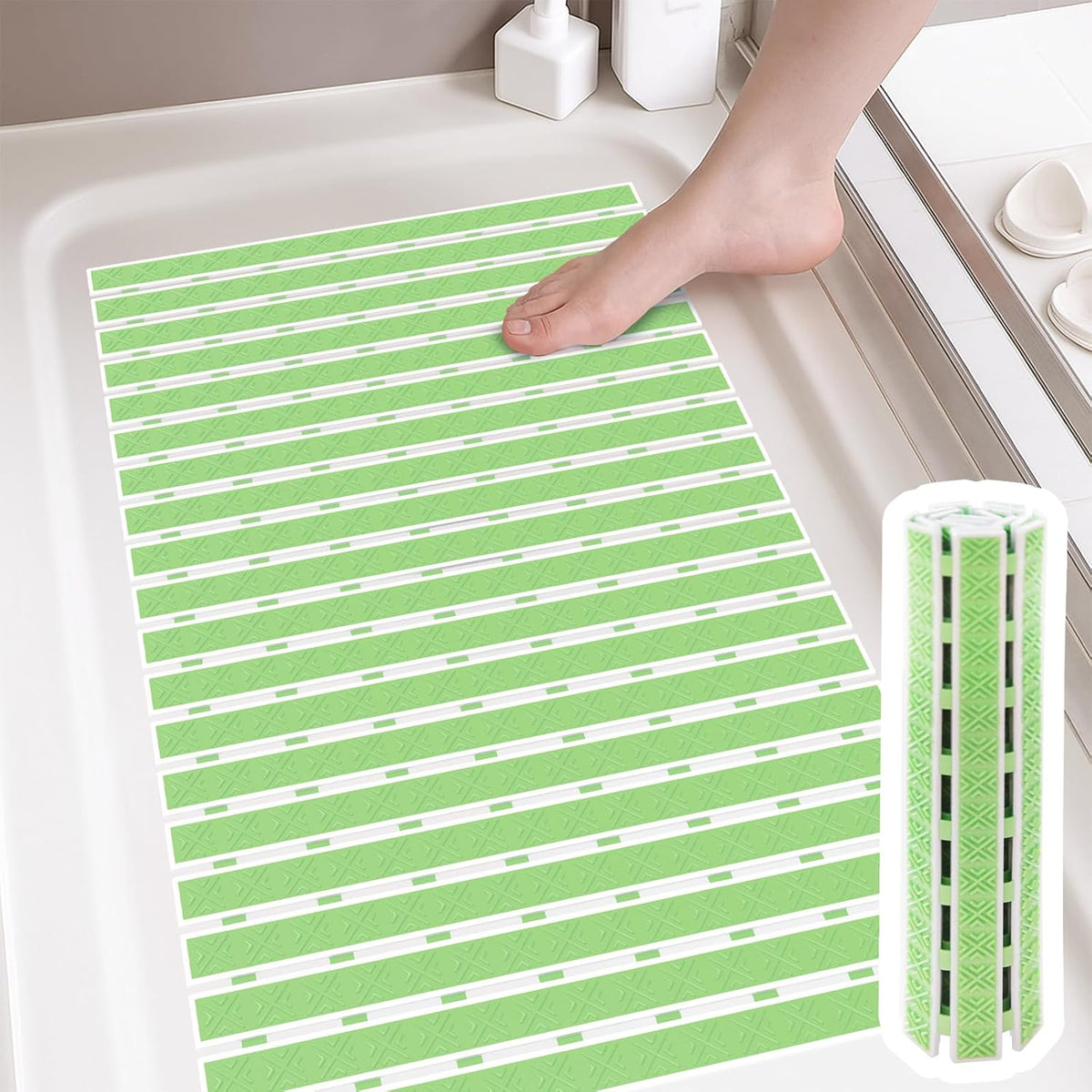 Matace Non Slip Rubber Bathtub & Shower Mat with Suction Cups, Thick Textured Surface, Fast Drain