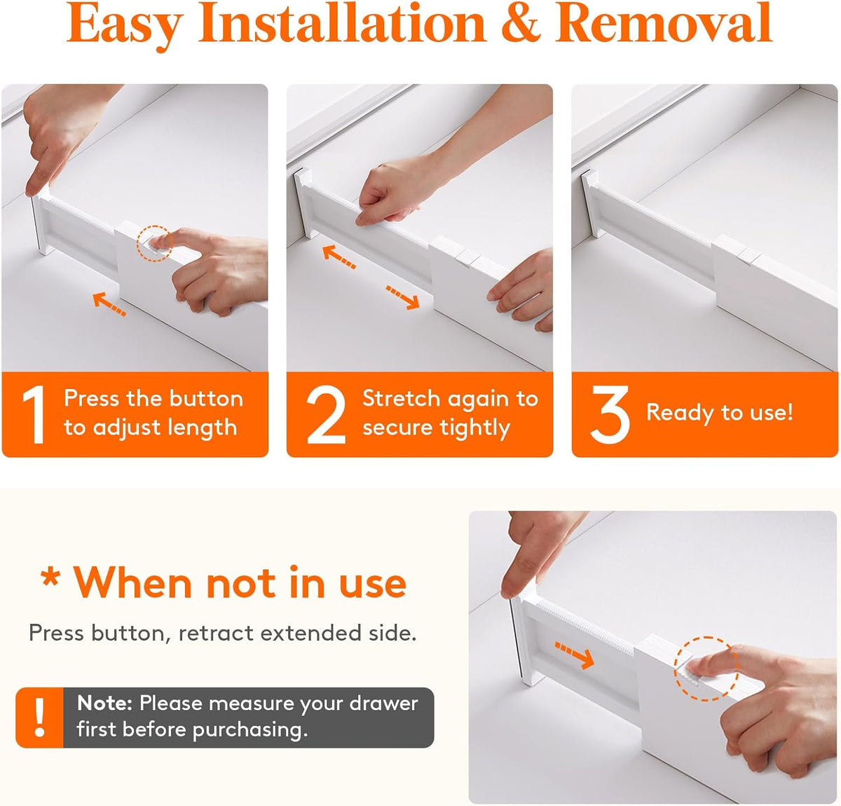 Lifewit 4 Pack Drawer Divider 4" High,11-17" Drawer Dividers for Clothes, Adjustable Clothing