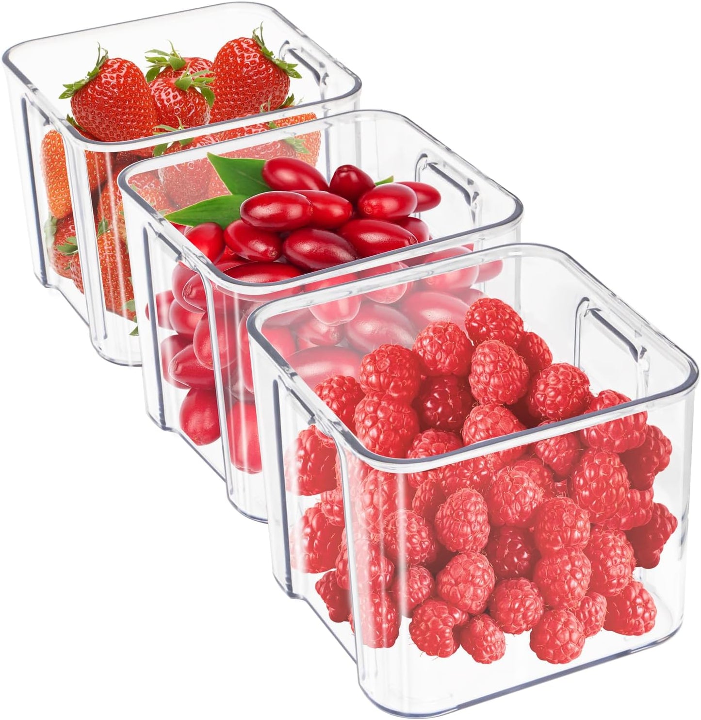 MineSign 3Pack Fridge Organizer Drawer Divider Cube Pull-Out Bins Clear Food Container Refrigerator