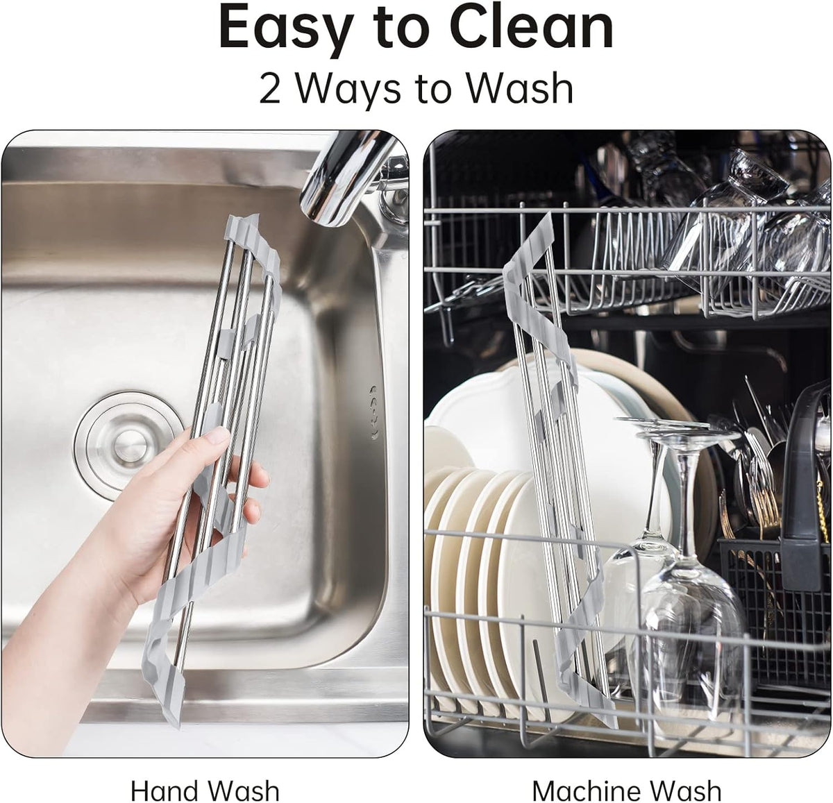Tomorotec Triangle Roll-Up Dish Drying Rack for Sink Corner Small Foldable Stainless Steel Over The